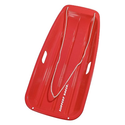 Slippery Racer Downhill Sprinter Flexible Kids Toddler Plastic Cold-Resistant  Toboggan Snow Sled with Pull Rope and Handles, Red