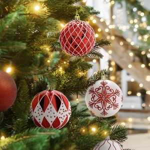 16PCS Christmas Ball Set 8cm - Christmas Balls, Ornaments, Concave Square Glue Balls, Painted Pumpkin Balls, Silver Transparent Balls - 1 of 4