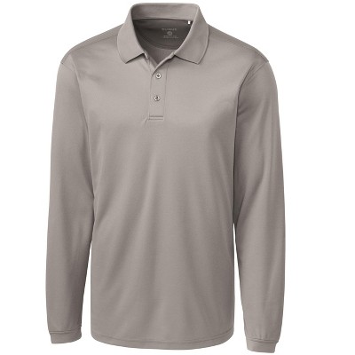 Clique Ice Pique Mens Long Sleeve Tech Polo - Silver - XXXL