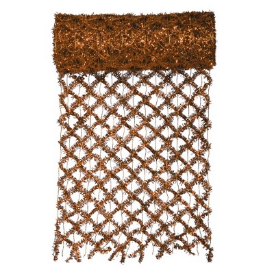 Vickerman 30' x 12" Unlit Commercial Length Extra Wide Wired Mesh Copper Tinsel Garland Ribbon