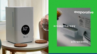 LivePure Black Ultrasonic Humidifier with Flame Effect