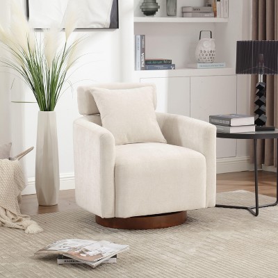 Sapphtopaz Chenille Accent Chair Upholstered 360°Swivel Chairs with Multi-Gear Adjustable Backrest, Modern Accent Chairs for Living Room