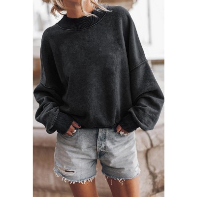 I AM A FASHION JUNKY Brown Plain Drop Shoulder Crew Neck Pullover Sweatshirt