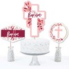 Big Dot of Happiness Baptism Pink Elegant Cross - Girl Religious Party Centerpiece Sticks - Table Toppers - Set of 15 - 3 of 4