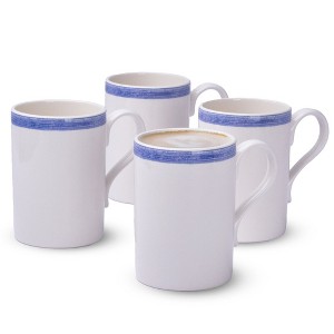 Portmeirion Potter's 9oz Brushstroke Breakfast Mug, Set of 4, Elegant Earthenware Tea Mugs with Handle, Ideal Gift for Coffee Lovers - Blue - 1 of 4