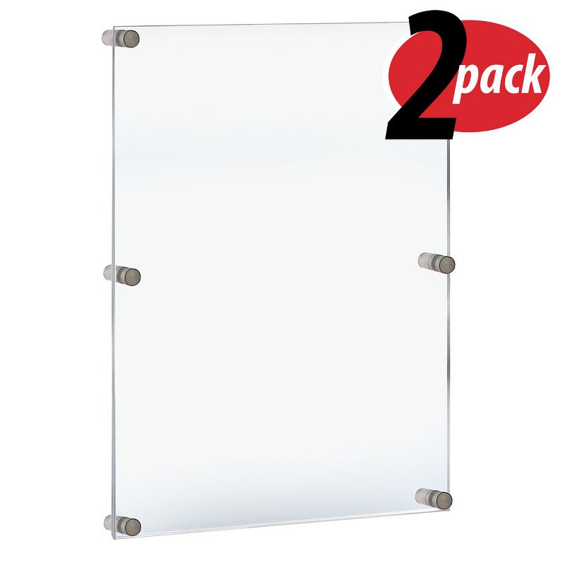 Azar Displays Floating Acrylic Wall Frame with Silver Stand Off Caps: 24" x 36" Graphic Size, Overall Frame Size: 28" x 40", 2-Pack, 2 of 11