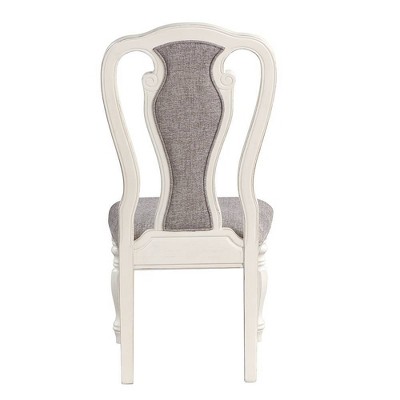 Florian Gray Fabric and Antique White Finish Slat Back Side Chair