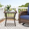 Buenhomino Outdoor Side Table, Patio Rattan Coffee Table Small End Table with Glass Tabletop and Storage Shelf for Porch Backyard Balcony Living Room - 2 of 4