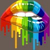 Adult Design By Humans Rainbow Pride Lip Melt By COVI Racerback Tank Top - 2 of 2