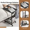 Tangkula Set of 2 C-shaped Sofa Side Table Height Adjustable Compact End Table w/ Wheels - 3 of 4