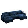 Aukfa Blue Velvet Large  Sofa with Bolster Armrests, Waist & Throw Pillows – Modern Couch for Living Room, Bedroom or Office - 3 of 4