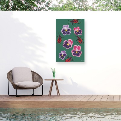 Trademark Fine Art - Ania Zwara  Red Bugs And Pansies Matted Framed Art