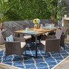 Christopher Knight Home Hartland Outdoor Acacia Wood and Wicker 7 Piece Dining Set with Cushion, Teak/Multibrown - 2 of 4