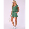 INSPIRE CHIC Women's 2 Piece Lounge Set Knit Short Sleeve Tee and Shorts Pajama Set with Pockets - 3 of 4