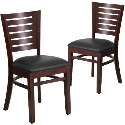 Emma and Oliver 2 Pack Slat Back Wooden Restaurant Chair