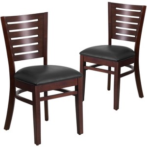Emma and Oliver 2 Pack Slat Back Wooden Restaurant Chair - 1 of 4
