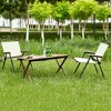 MAYEERTY Outdoor Set 3 Piece Folding Aluminum Table 2 Chairs Lightweight Brown Beige for Camping Beach - 2 of 4