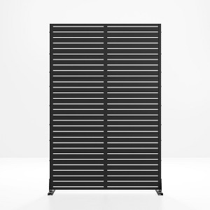 PexFix 72 in. x 47 in. Outdoor Metal Privacy Screen in Louver Pattern in Black - 1 of 4