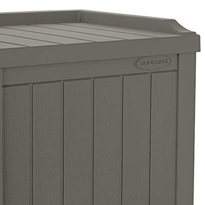 Suncast 22 gallon Indoor/Outdoor Backyard Patio Small Storage Deck Box with Attractive Bench Seat and Reinforced Lid, Stone (3 Pack), 3 of 7