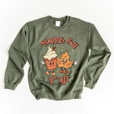 Simply Sage Market Women's Graphic Sweatshirt Retro Happy Fall Y'all Leaf