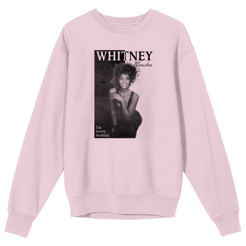 Whitney Houston Grayscale Crew Neck Long Sleeve Cradle Pink Unisex Sweatshirt-xxl : Target