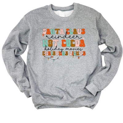 Simply Sage Market Women's Graphic Sweatshirt Santa Cocoa Christmas Lights