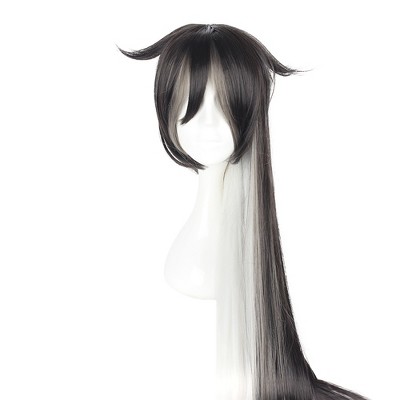 Unique Bargains Women's Wigs 59" Black Grey with Wig Cap