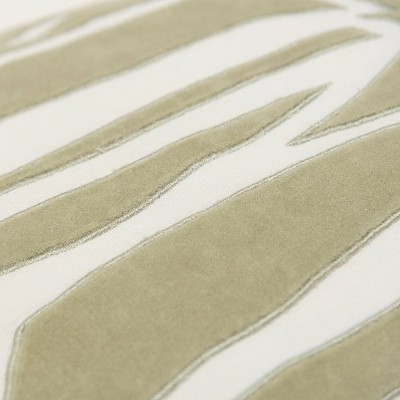 20"x20" Green and Ivory Cotton Velvet Abstract Throw Pillow