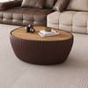 Okak Modern Unique Shape Coffee Table with Marble Top & Leather Side,Fashionable Center Table for Living Room,Bedroom - 2 of 4
