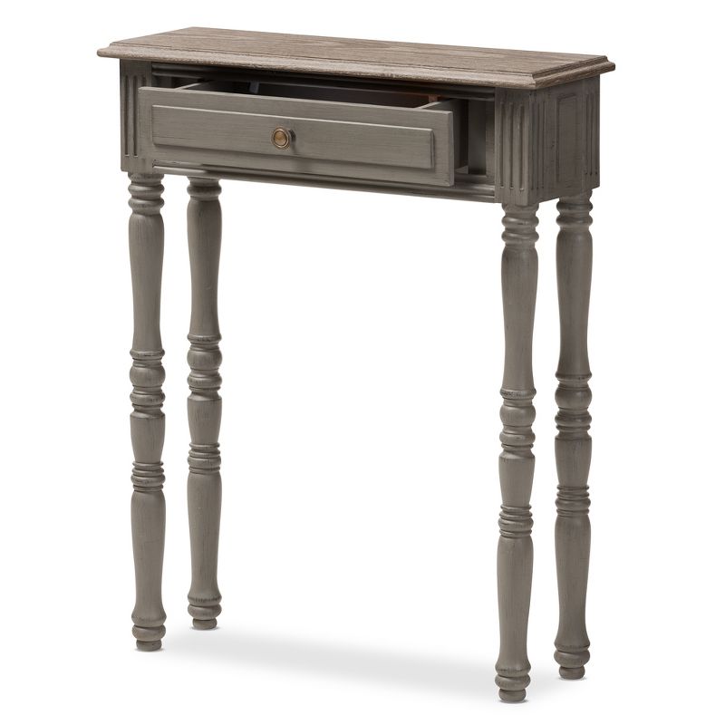 Noemie Country Cottage Farmhouse Finished 1 Drawer Console Table Brown - Baxton Studio, 3 of 13