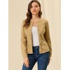 INSPIRE CHIC Women's Peplum Collarless Round Neck Button Down Cropped Ruffle Hem Denim Jackets - 2 of 4