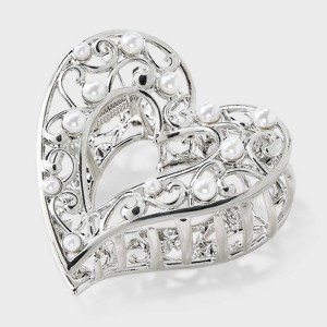 Heart Pearls Claw Hair Clip - Wild Fable™ Metallic Silver - 1 of 3