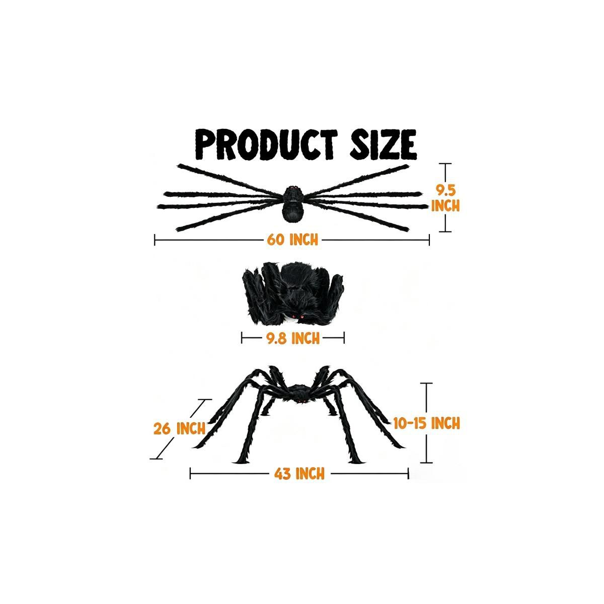 Joyfy 5 Ft Spider Halloween Outdoor Decorations, Scary Hairy Spider Plush Spider for Yard Patio Lawn Garden Window Creepy Halloween Decor Props - thumbnail 5