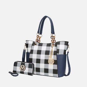 MKF Collection Bonita Checker Tote & Wallet Set Stylish Vegan Leather Bag by Mia K - 1 of 4