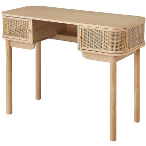 Nordlys 2-Door Wood and Rattan Desk Classic Style Bedroom - 1 of 4