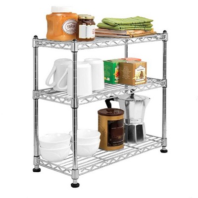 Seville Classics UltraDurable  3-Tier 17.5" x 7.5" Steel Wire Shelving, Chrome