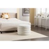 Gulches Ivory Velvet Round Storage Ottoman Footstool 24.41"W, 54L Capacity, Wooden Shelving, Reversible Cover (Small Table), No Assembly - 4 of 4