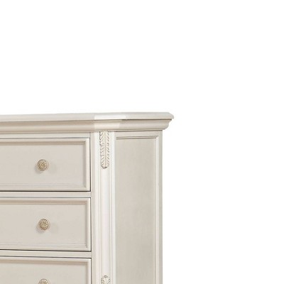 Chantelle Pearl White 65'' Decorative Storage Chest with Felt-Lined Drawers
