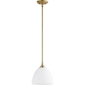 Quorum Lighting Enclave 1-Light Pendant, Aged Brass, Glass, 9W, 9.25H, Stem Hanging, Dry Rated - 1 of 1