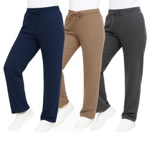 Blue Ice Women's Loose Fit  Classic Heavyweight Fleece Sweatpants with Open Bottom -3 Pack - 1 of 2