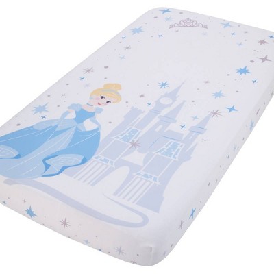 Disney Princess Cinderella - Light Blue and White Photo Op Fitted Crib Sheet
