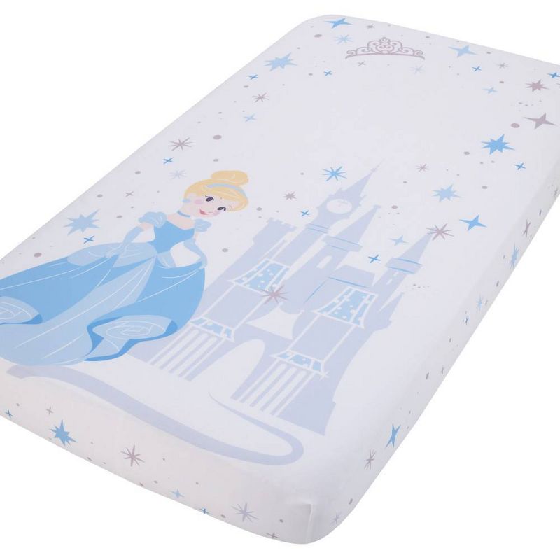 Disney Princess Cinderella - Light Blue and White Photo Op Fitted Crib Sheet, 1 of 5