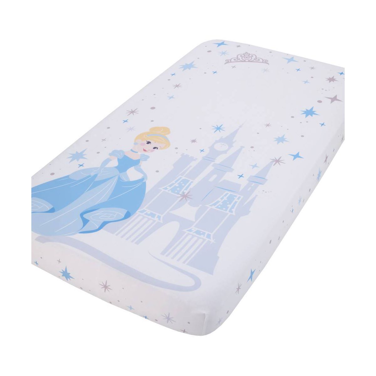 Disney Princess Cinderella - Light Blue and White Photo Op Fitted Crib Sheet