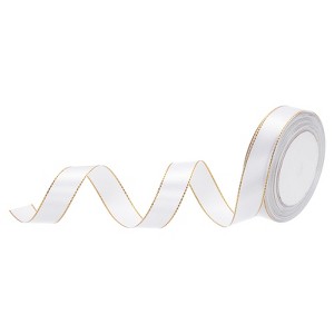 Unique Bargains Double Face Wide Satin Ribbon with Gold Edges for Wedding Bouquet - 1 of 4