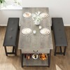 Whizmax Vintage Dining Table Set for 4, Retro Dining Room Table with Benchs£¬3 Piece Kitchen Table Set with Storage for Small Space, Apartment - 2 of 4
