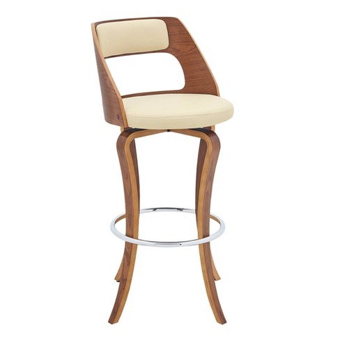 30 Grady Barstool With Faux Leather, Cream And Walnut Bar Stools