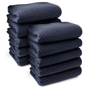 Sure-Max Moving & Packing Blankets - Pro Economy - 80" x 72" (35 lb/dz weight) - Professional Quilted Furniture Pads Navy Blue and Black - 10 Pack - 1 of 4