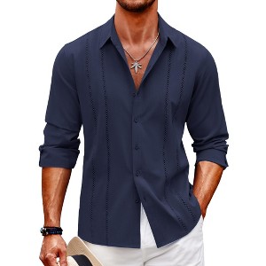 COOFANDY Mens Cuban Guayabera Shirt Casual Button Down Shirts - 1 of 4