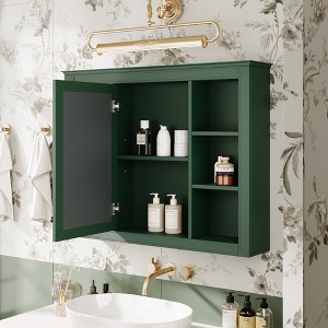 YOOCOZZ 35'' x 27.5'' Wall Mounted Bathroom Cabinet with Mirror and 6 Open Shelves - 1 of 4