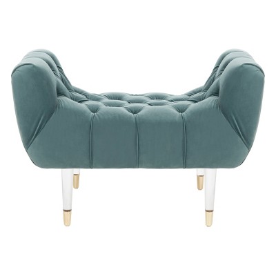 Eugenie Tufted Velvet Acrylic Bench Seafoam - Safavieh